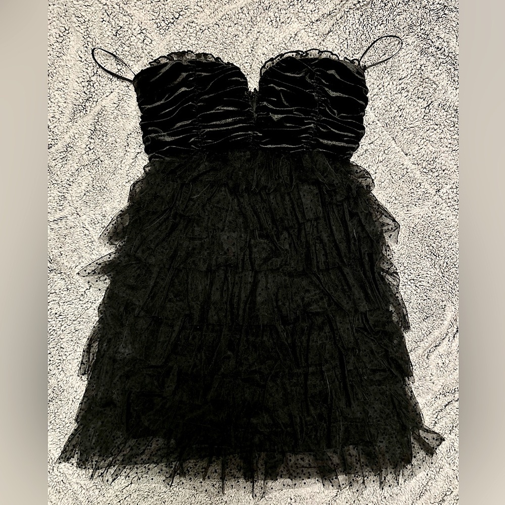 Forever 21 Black Velvet Tulle Dress NWOT size small Gothic Y2K style